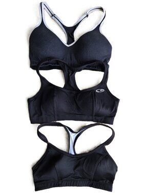 Set of 3 CHAMPION Black Sports Bras Fully Padded, Women's 34B